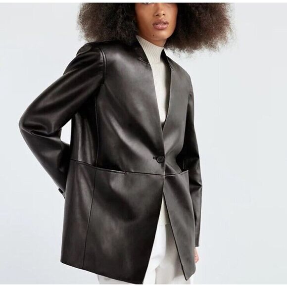 Babaton Dark Leather Jacket - Picture 2 of 13